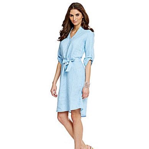 light blue linen dress